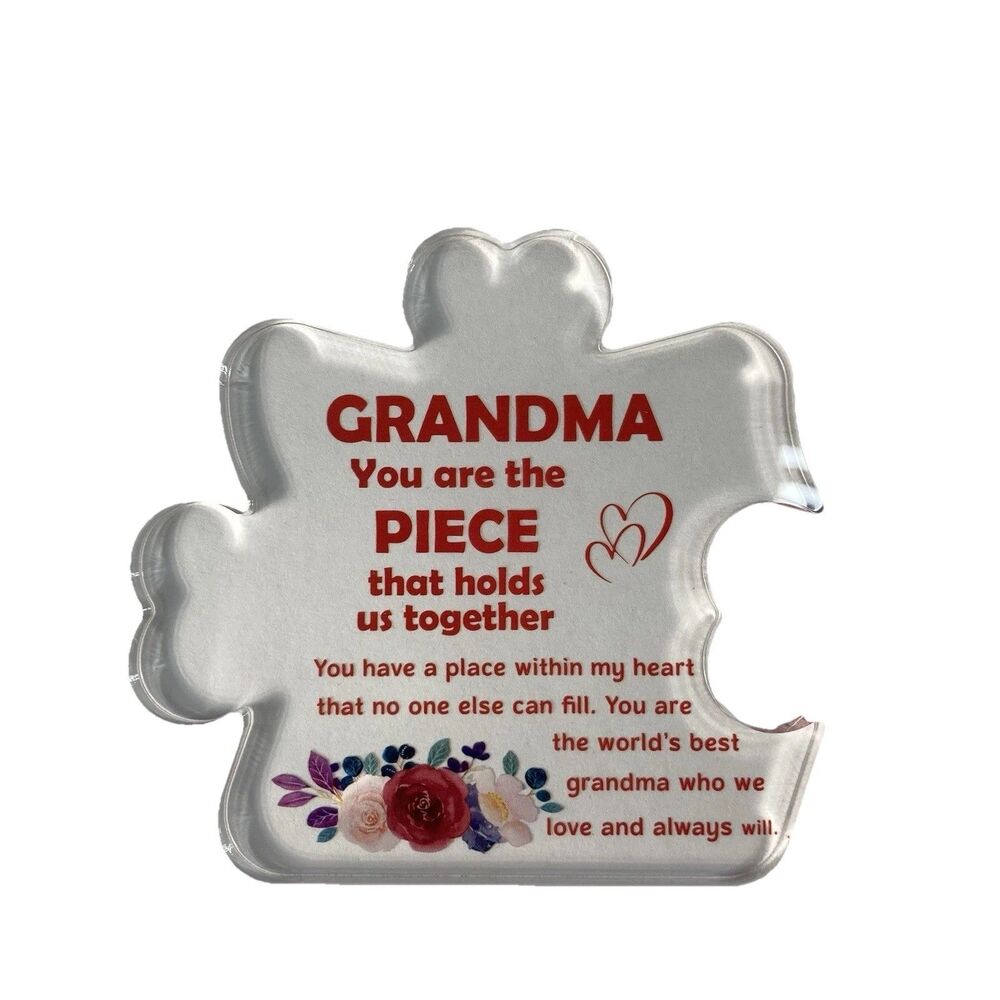 Grandma Plaque Desk Sign Gift Mother’s Day Grandparent’s Day Floral Paper Weight - Picture 2 of 7